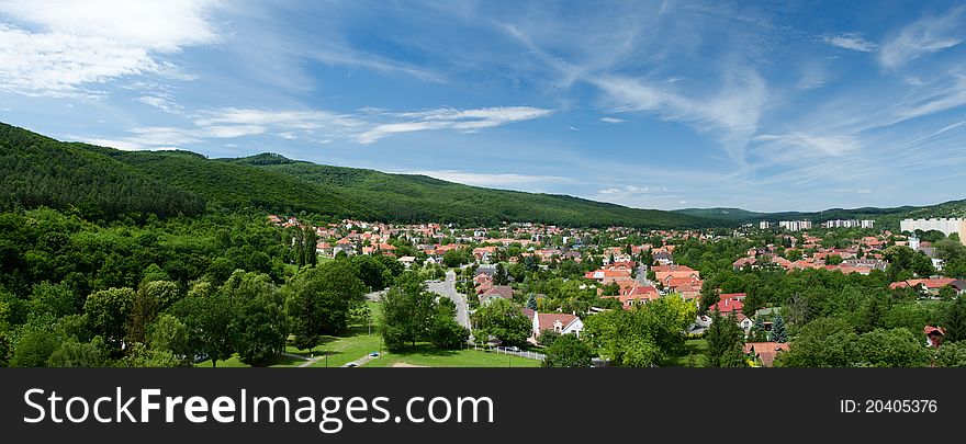 Panorama of Miskolc from the tower of the Fort Diosgyor