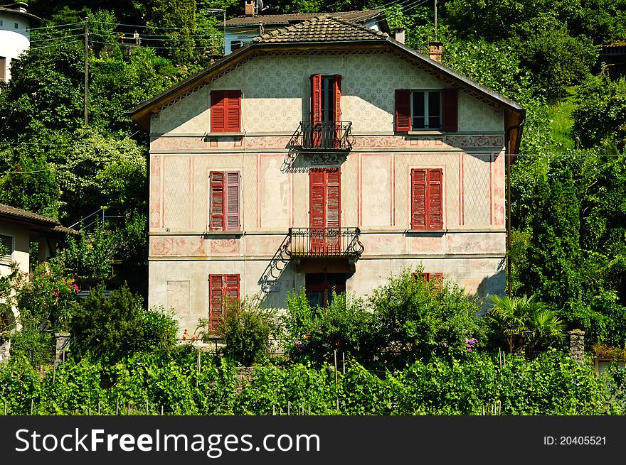 House on the shore of lake Lugano Ticino Switzerland