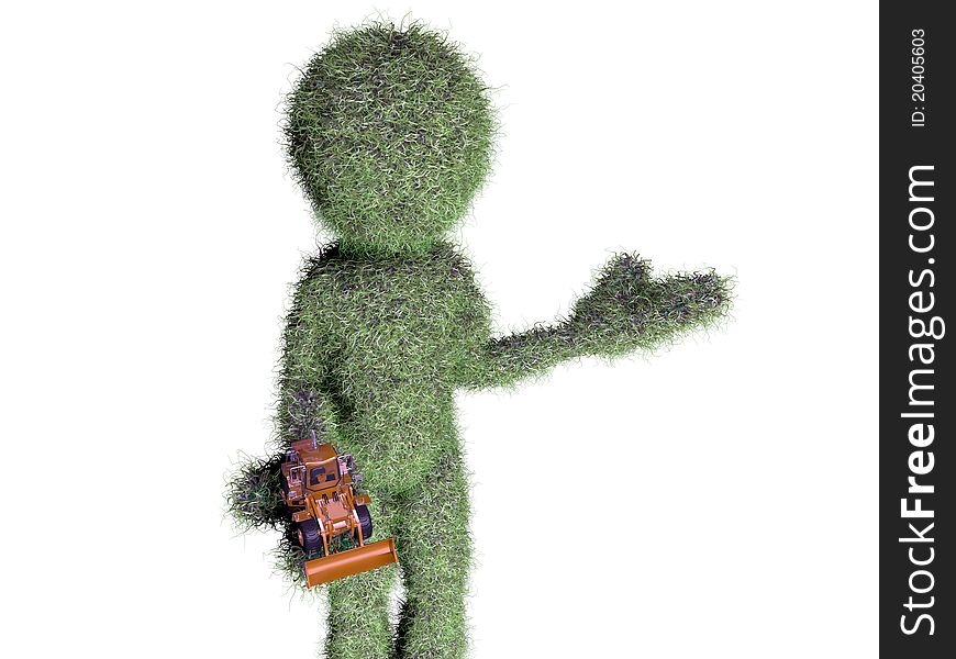 Grass Man With Buldozer Toy