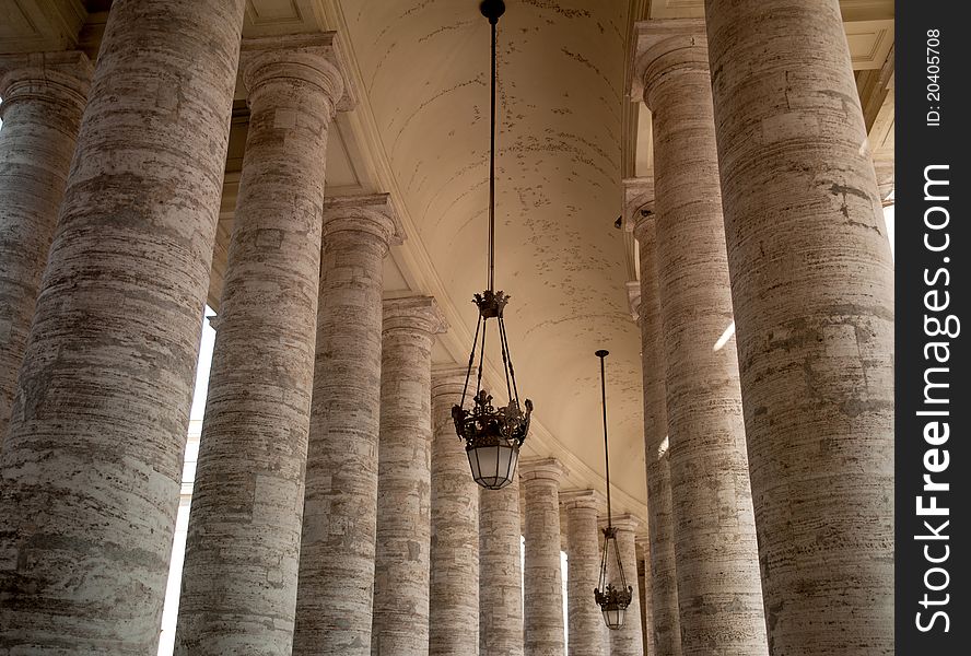 Corridor with a long row of columns. Corridor with a long row of columns