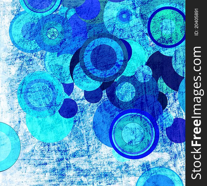 Blue abstract grunge background with circles