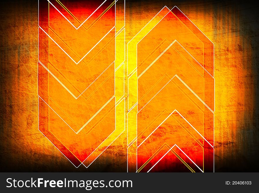 Modern orange arrows grunge background