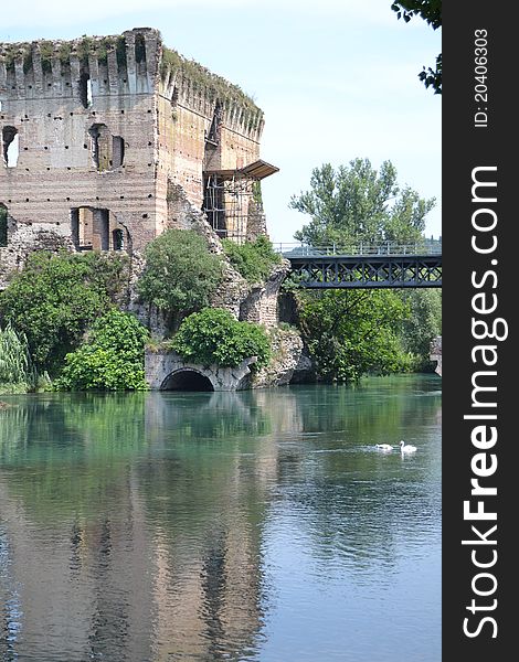 The view of borghetto sul mincio, a typical little village near Verona. The view of borghetto sul mincio, a typical little village near Verona