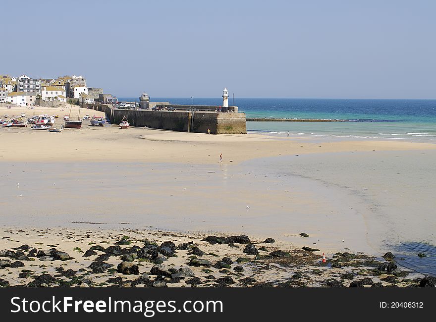 St Ives harbour, Cornwall at low tide