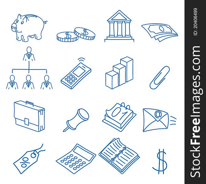 Vector illustration of icons on the economy