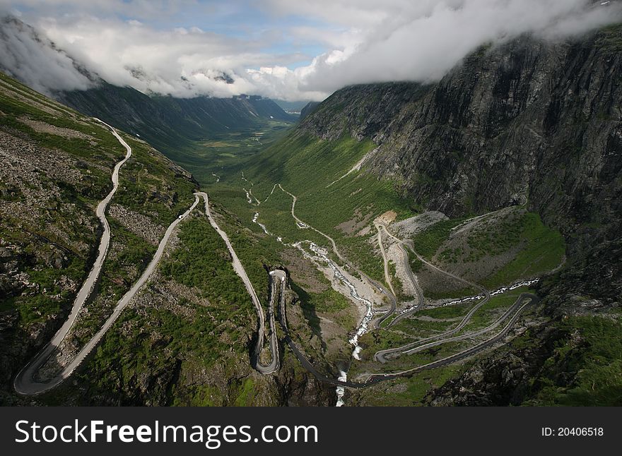 Trolls road in norwegian mountains. Trolls road in norwegian mountains