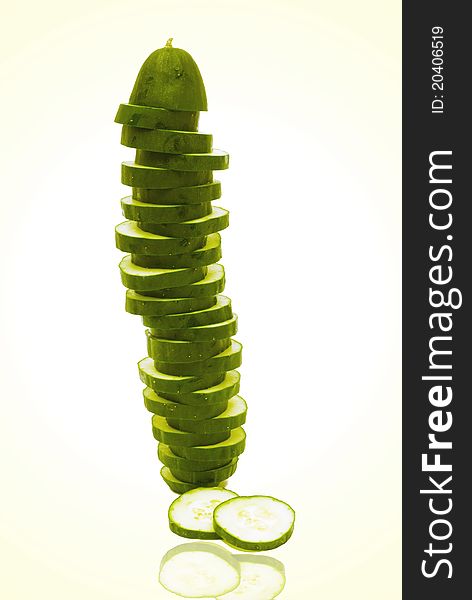 Fresh zucchini slices that make up a tower. Fresh zucchini slices that make up a tower