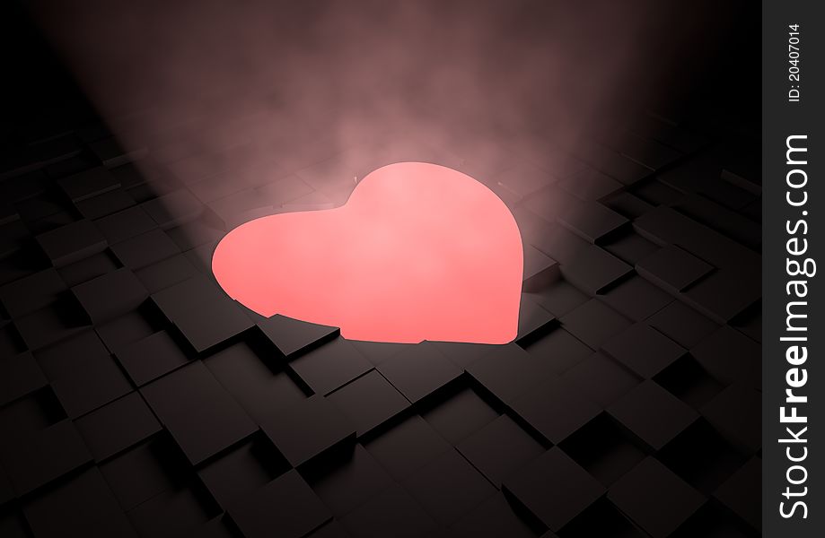 Render of a glowing red heart symbol. Render of a glowing red heart symbol.