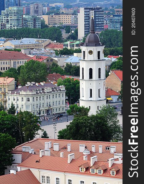 Vilnius city center panorama, Summer evening