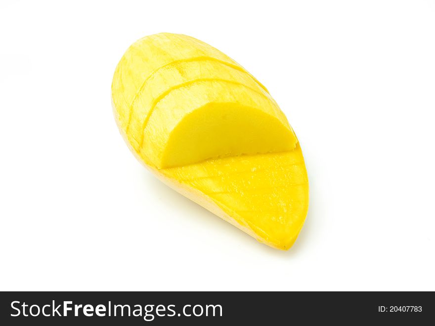 Mango is the fruit flavor. When ripe, the skin is yellow and sweet.