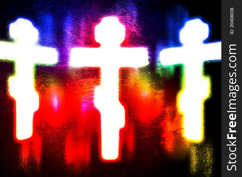 Glowing cross on a grunge background