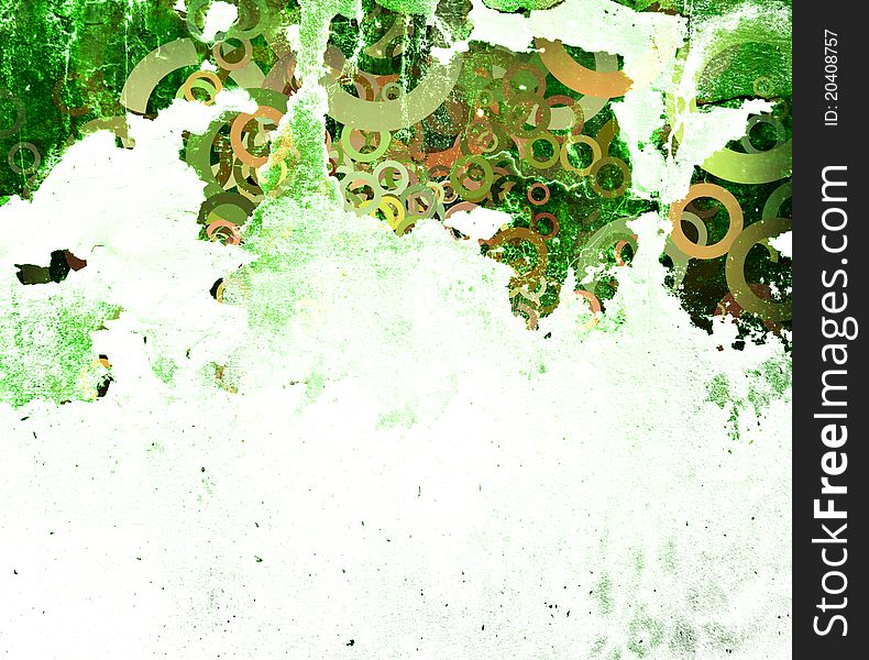 Green grunge wall with abstract circles