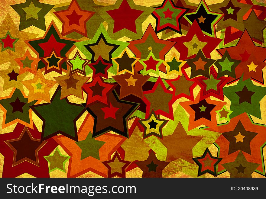 Grunge background with colorful stars. Grunge background with colorful stars