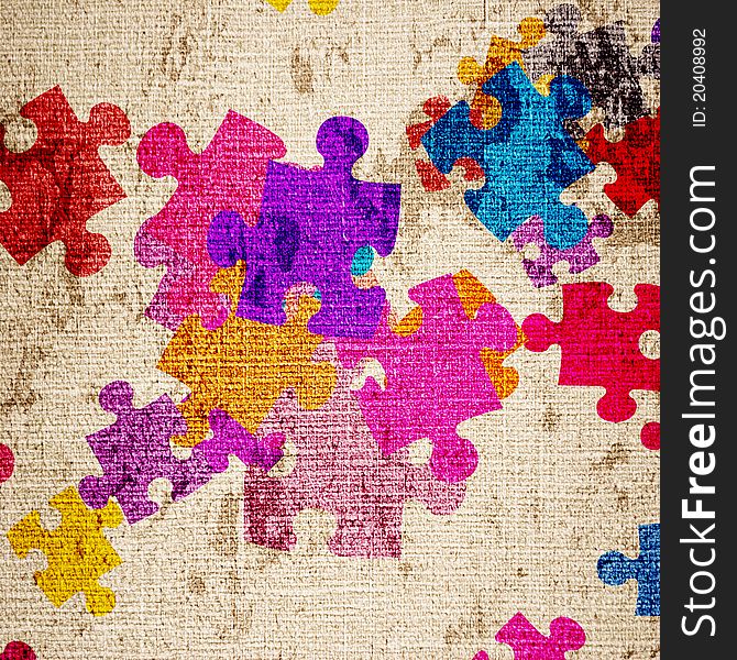 Grunge background with colourful puzzles. Grunge background with colourful puzzles