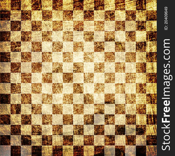 Abstract grunge scratched chessboard background