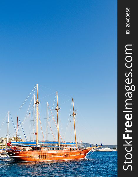 Beautiful Yachts At Coast Aegean Sea.