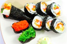 Closeup Japanese Sushi. Series Japanese Food Royalty Free Stock Photos Closeup Japanese Sushi. Series Japanese Food Royalty Free Stock Photos