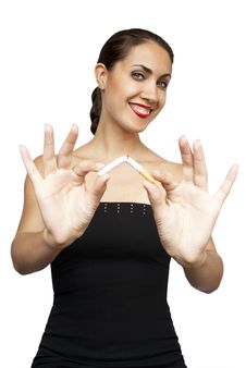 Woman Breaks A Cigarette Stock Images Woman Breaks A Cigarette Stock Images