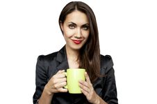 Businesswoman Drinking Coffee Or Tea Royalty Free Stock Photo Businesswoman Drinking Coffee Or Tea Royalty Free Stock Photo