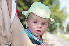 Baby Boy With Hat In Stroller Royalty Free Stock Image Baby Boy With Hat In Stroller Royalty Free Stock Image