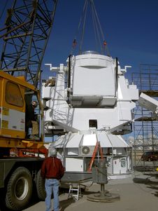 Crane Installing Observatory Base Stock Image Crane Installing Observatory Base Stock Image