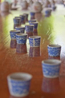 Small Cups And Tea Pots After Tea Ceremony Stock Photography Small Cups And Tea Pots After Tea Ceremony Stock Photography
