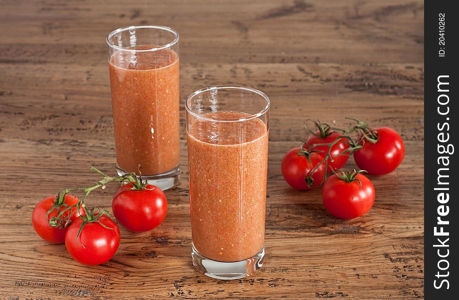 Gazpacho In The Glasses With Tomatoes