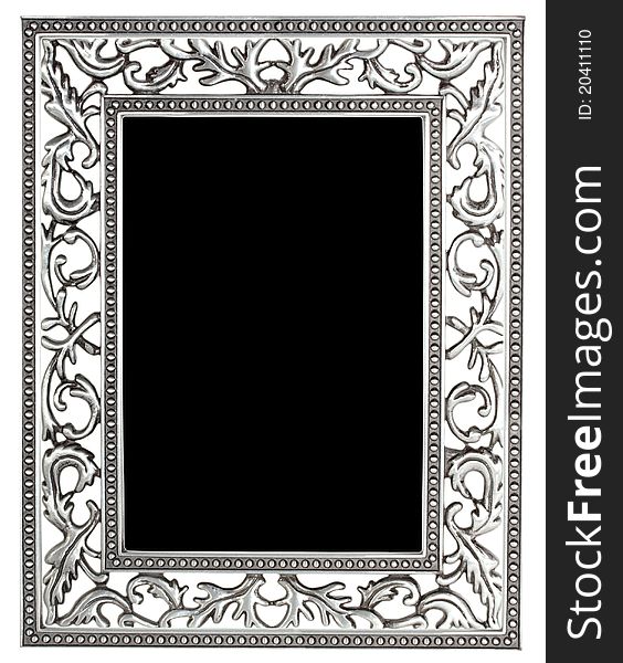 Antique silver frame isolated with clipping path