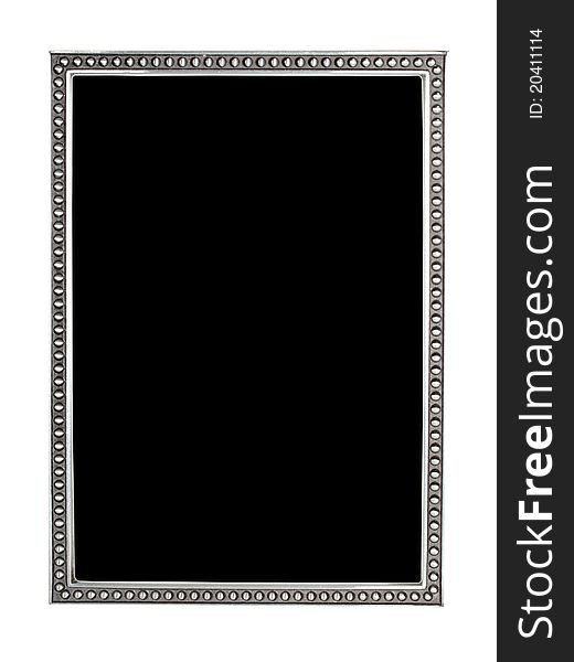 Antique silver frame isolated on white background