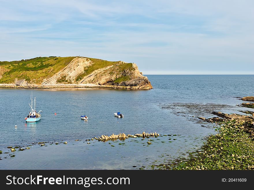 The bay and cliffs of Lulworth Cove, Dorset, England. The bay and cliffs of Lulworth Cove, Dorset, England