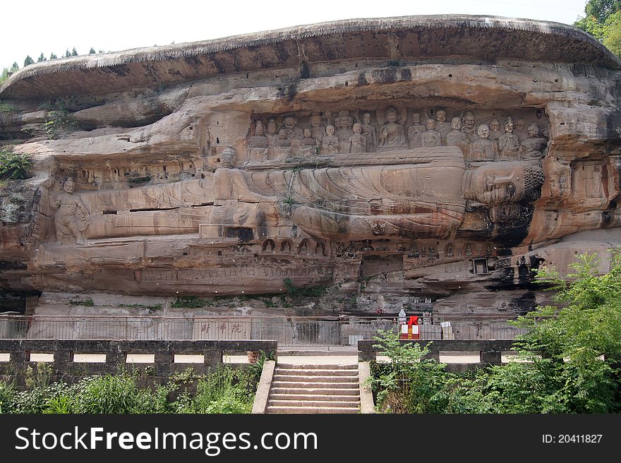 Buddha Joss in Anyue Grottoes,Sichuan, China.