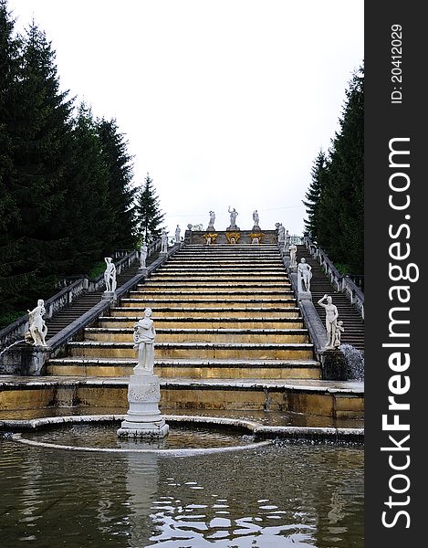 Fountains in Petergof park. Fountain Colden hill