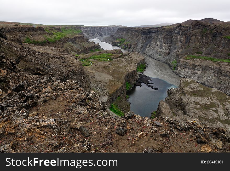 Hafragilsfoss Waterfall In Iceland