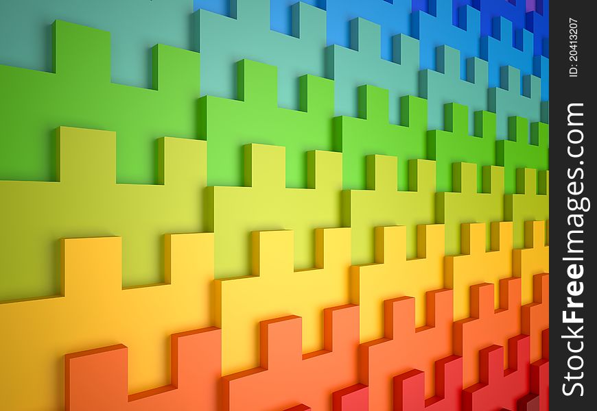 Rainbow colors on a wall with repetitive geometric pattern. Rainbow colors on a wall with repetitive geometric pattern