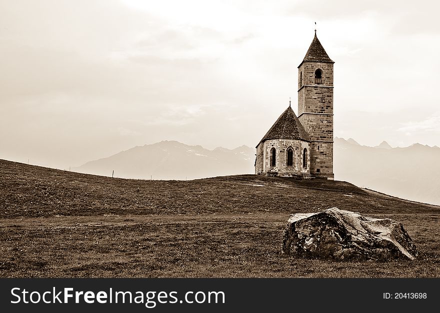 Very old church on the mountain in Italy. Very old church on the mountain in Italy