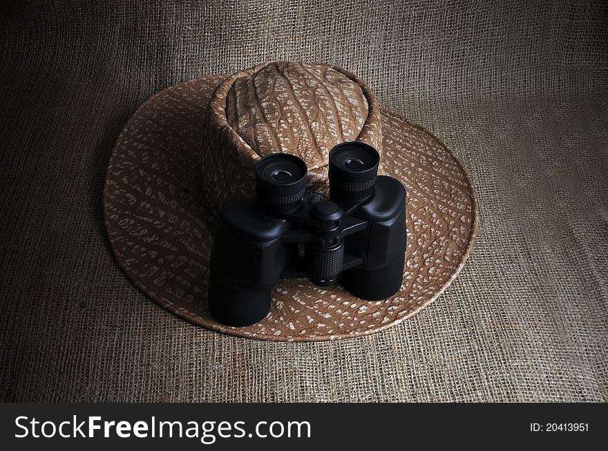 A binocular, photographed in a studio. A binocular, photographed in a studio.