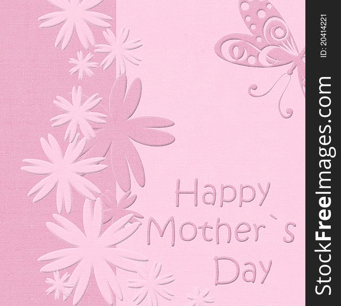 Happy Mother's Day greeting card with flowers and butterfly