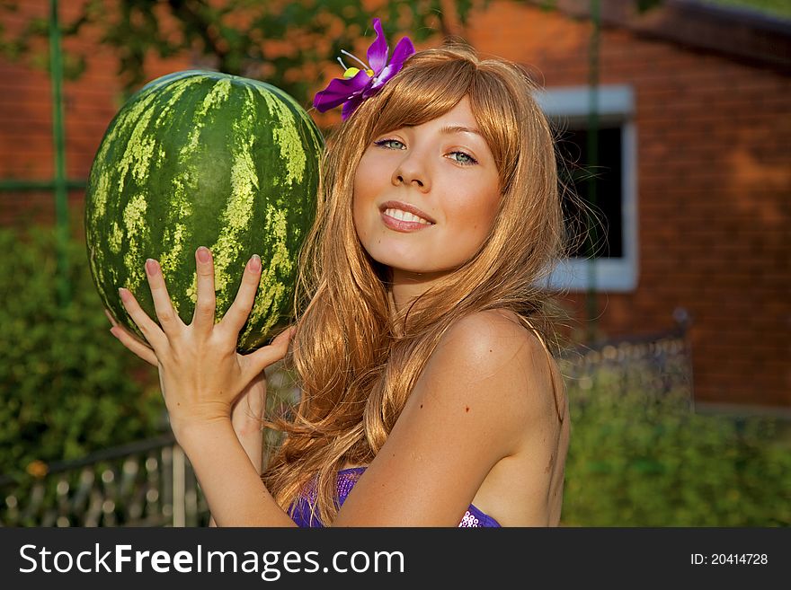 Young Woman With Watermelon