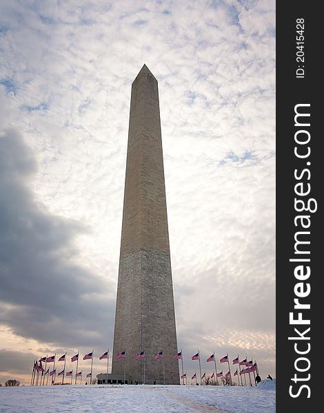 Wahington monument before sunset in winter