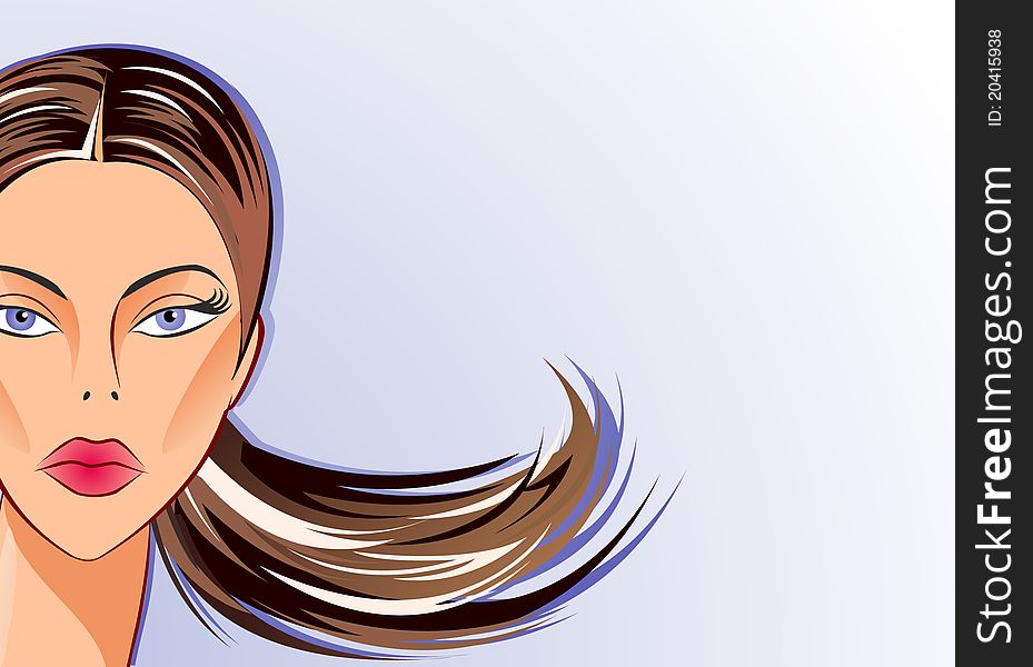 Face Part Of Vector Woman On Blue Background