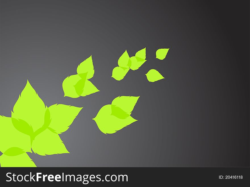 Fresh summer illustration (green leaves on gray background)