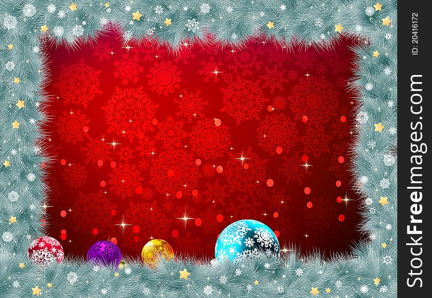 Christmas background with baubles and christmas tree. EPS 8 file included. Christmas background with baubles and christmas tree. EPS 8 file included