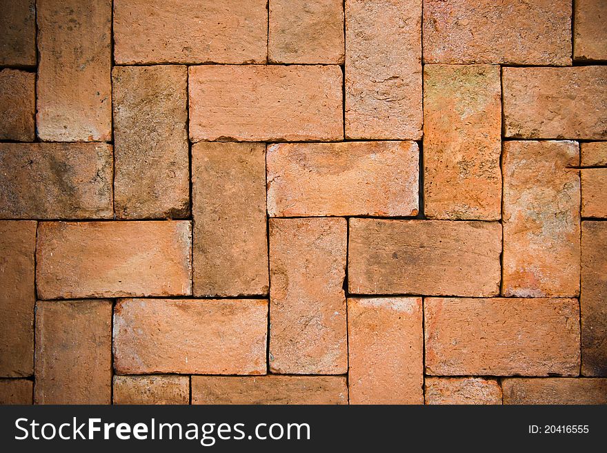 Old red brick wall background