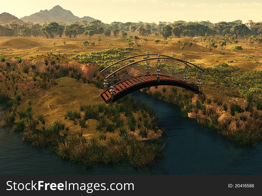 Fairy bridge over the river