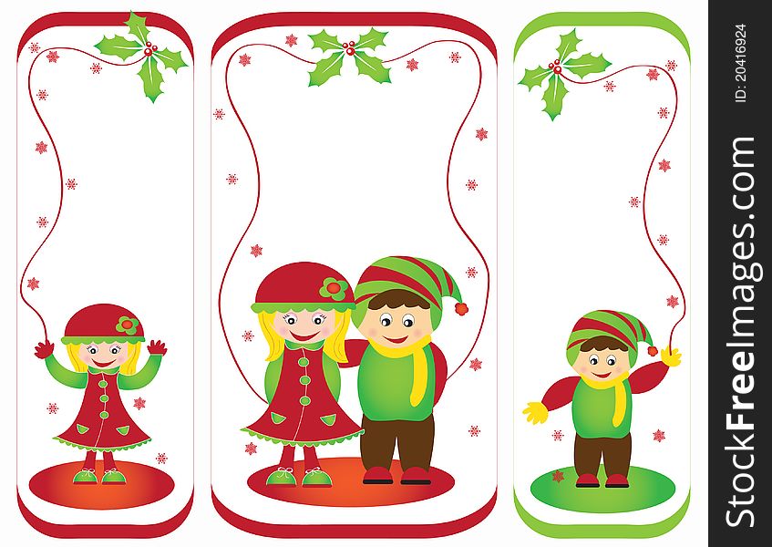 Christmas card frame gift figures tree