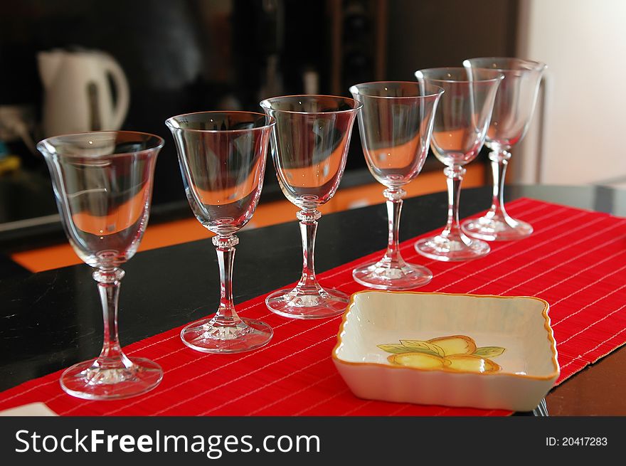 Glasses For Wine On A Table