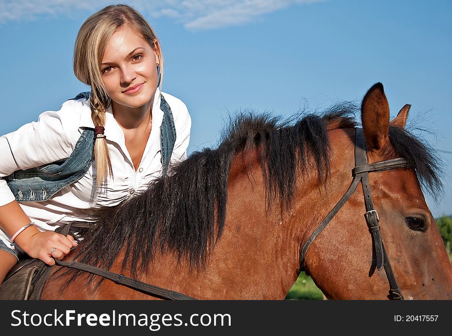 Girl and her handsome horse