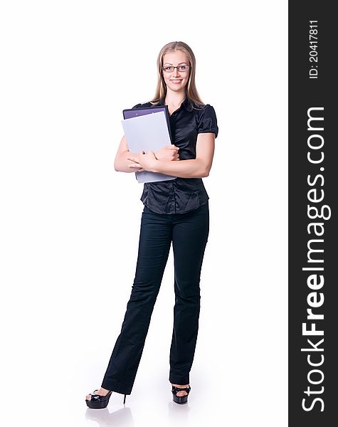 Successful businesswomen on a white background