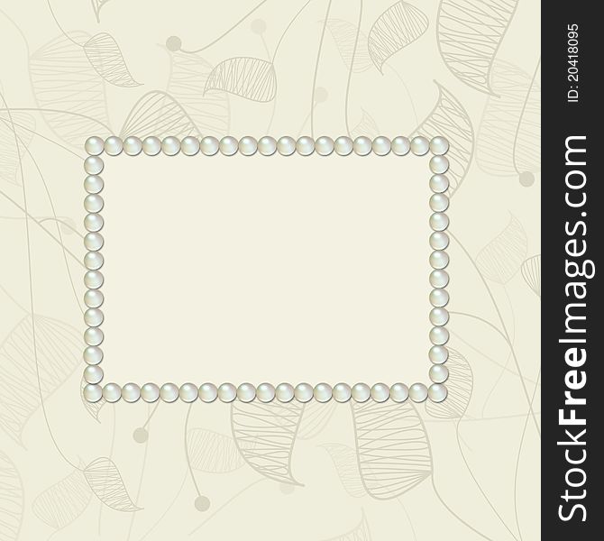Background with pearls and leaf swirls for text