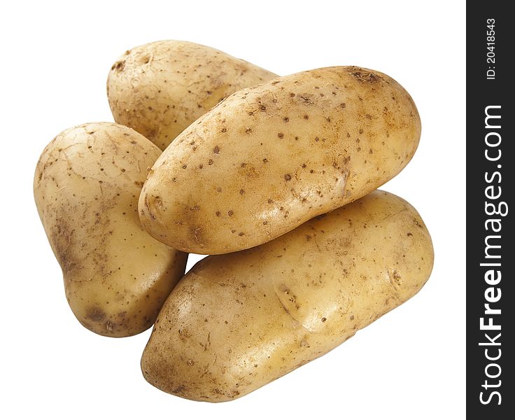 Close up fresh potatoes isolated on a white background. Close up fresh potatoes isolated on a white background.